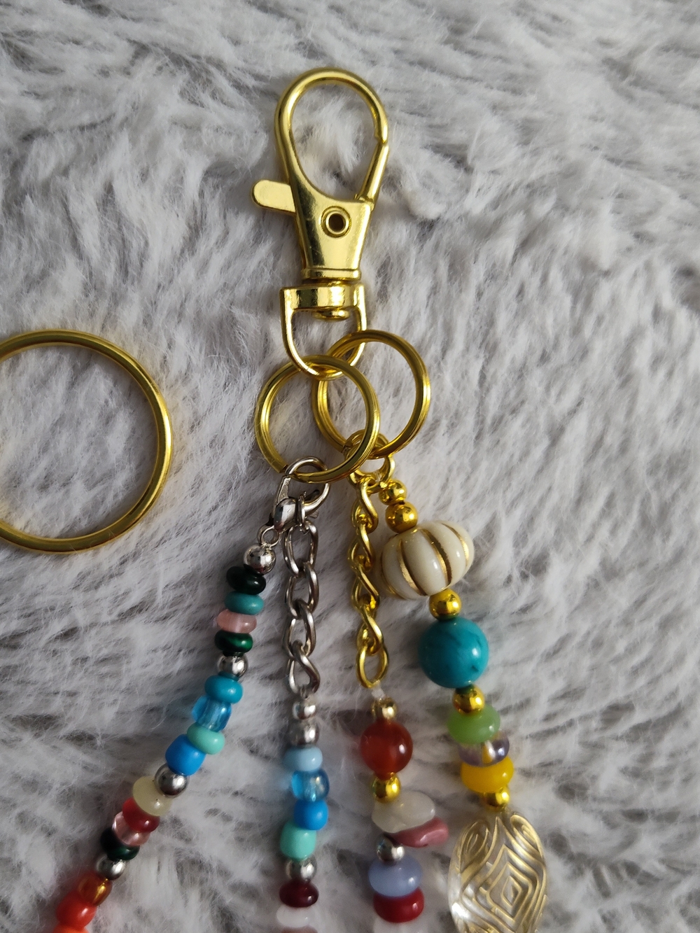 Multicolor Beaded Purse Charm, Keychain/Bracelet - Picture 3 of 4